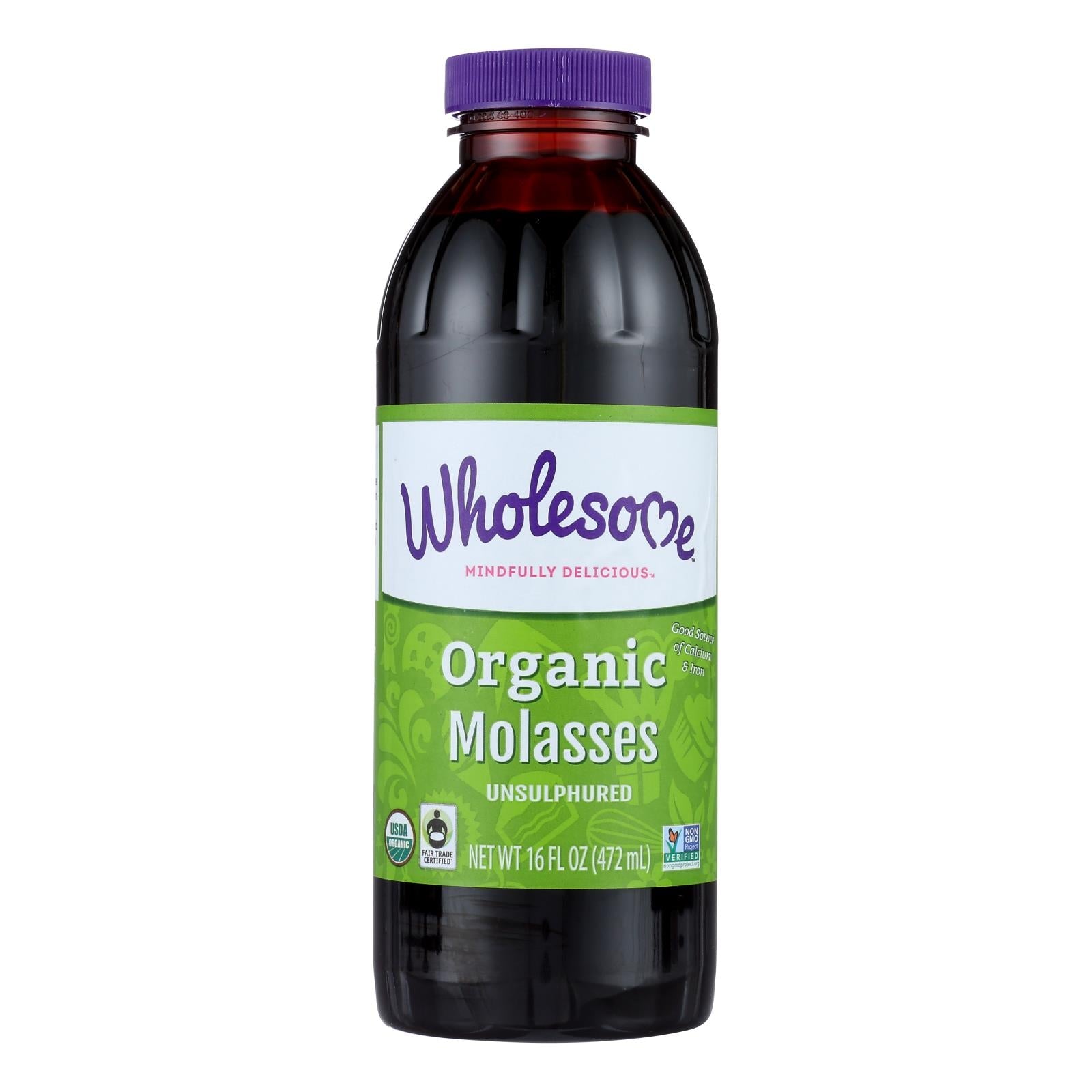 Organic Blackstrap Molasses, Unsulphured, 16oz, 12-Pack