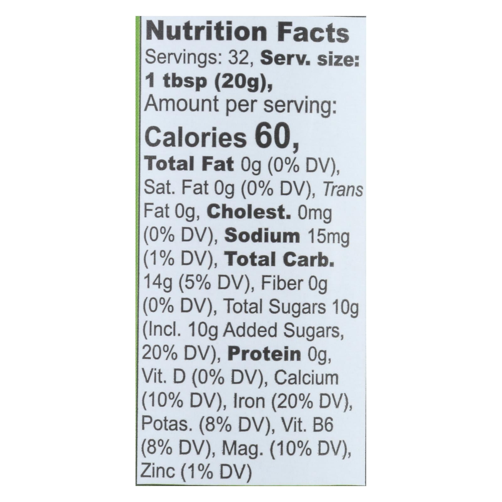 Organic Blackstrap Molasses, Unsulphured, 16oz, 12-Pack