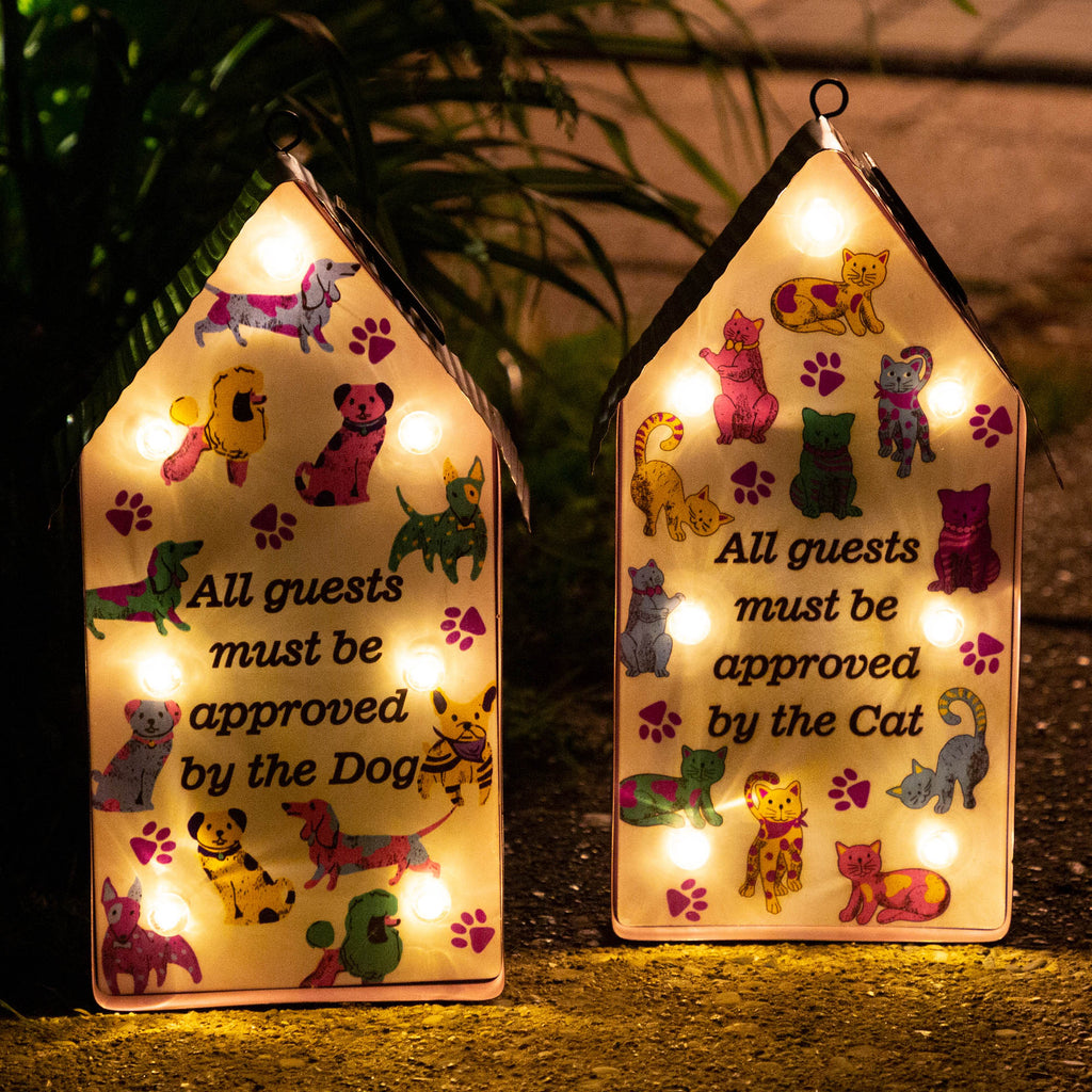 Cat Themed All Guests Must Be Approved Solar Lantern Garden Decor