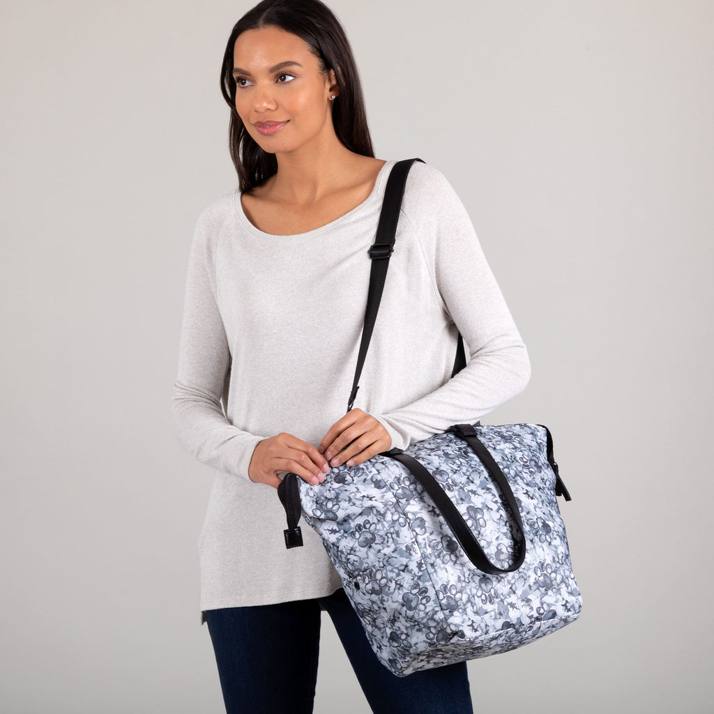 GreaterGood Paw Print Shoulder Tote Bag with Faux Leather Handles