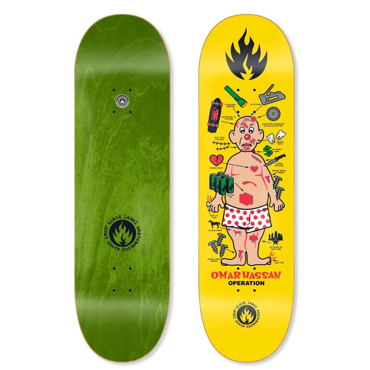 Black Label Hassan "OPERATION" 8.38" Skateboard Deck