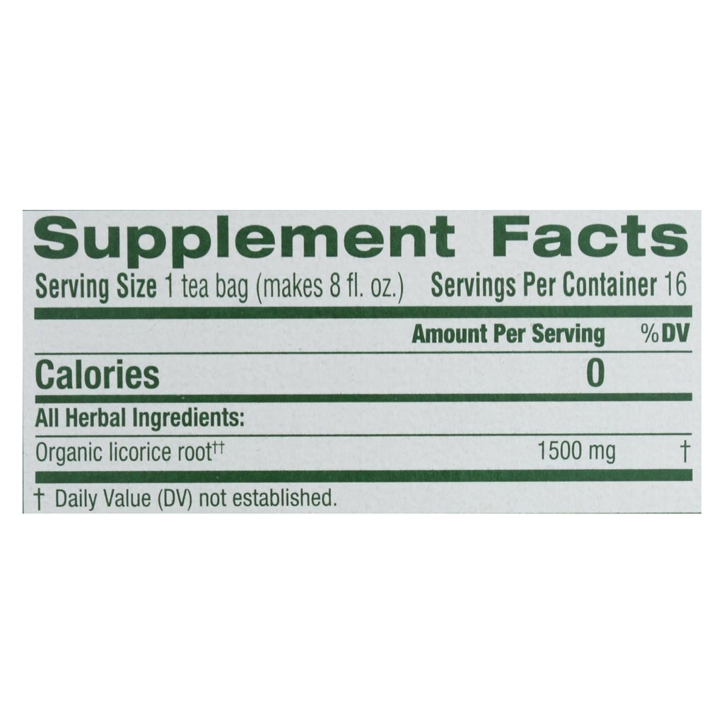 Organic Licorice Root Herbal Tea - 16 Bags, Case of 6