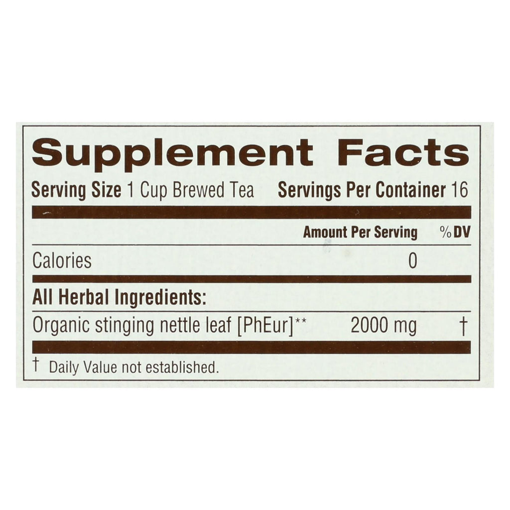 Organic Nettle Leaf Herbal Tea, 16 Bags, Case of 6