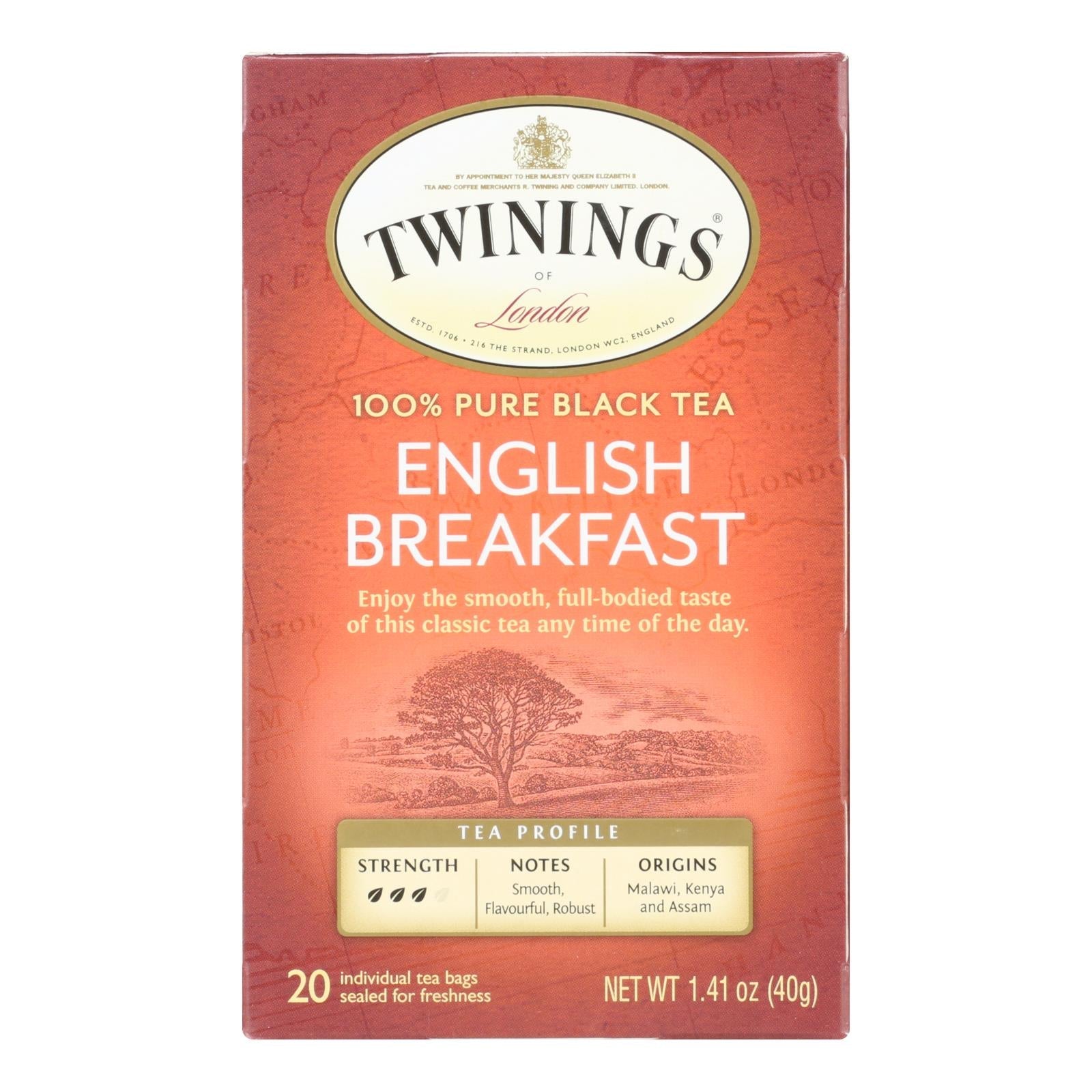Twinings English Breakfast Black Tea, 6 Boxes of 20 Bags