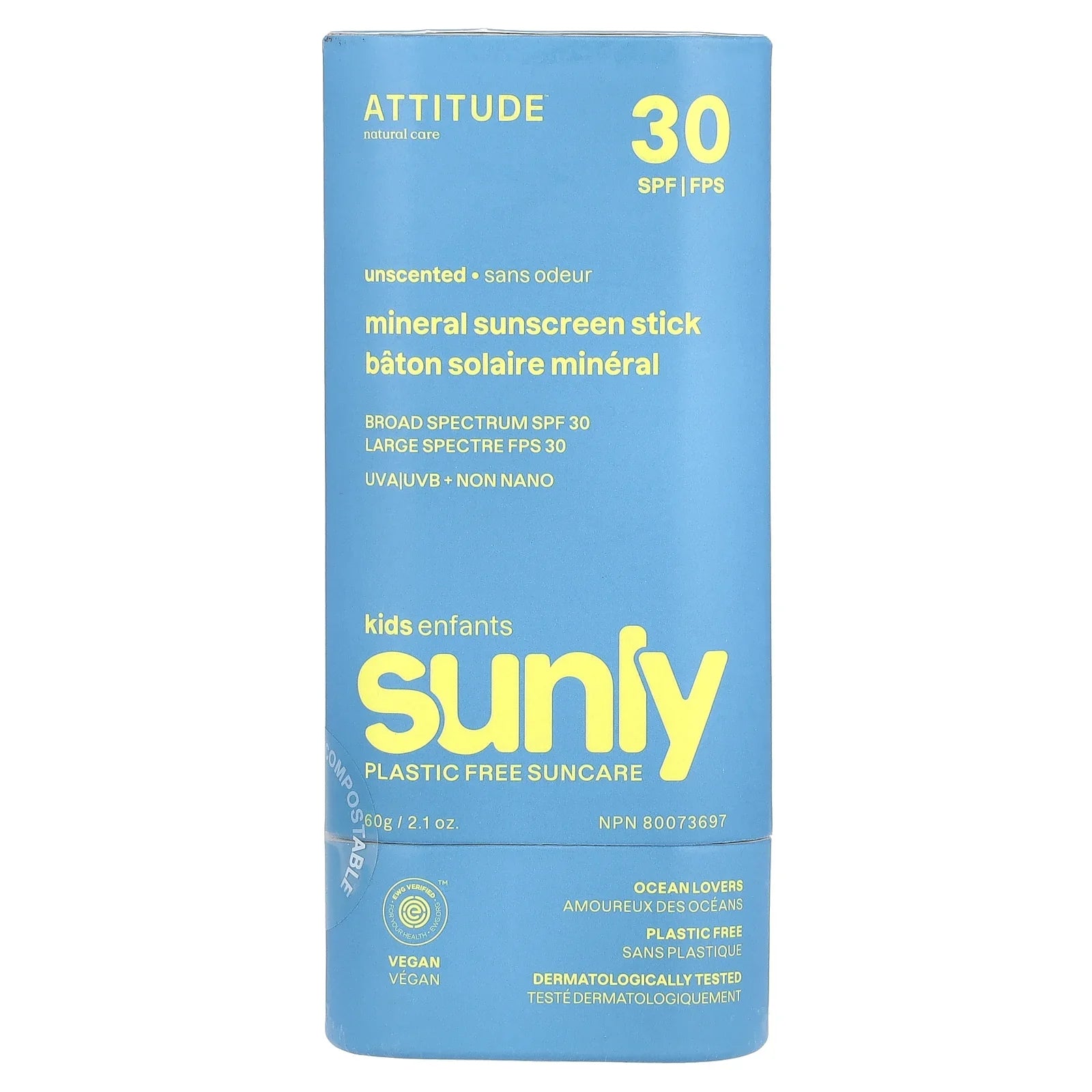 Attitude Kids Sunscreen - Unscented, 2.1 oz - Gentle Sun Protection