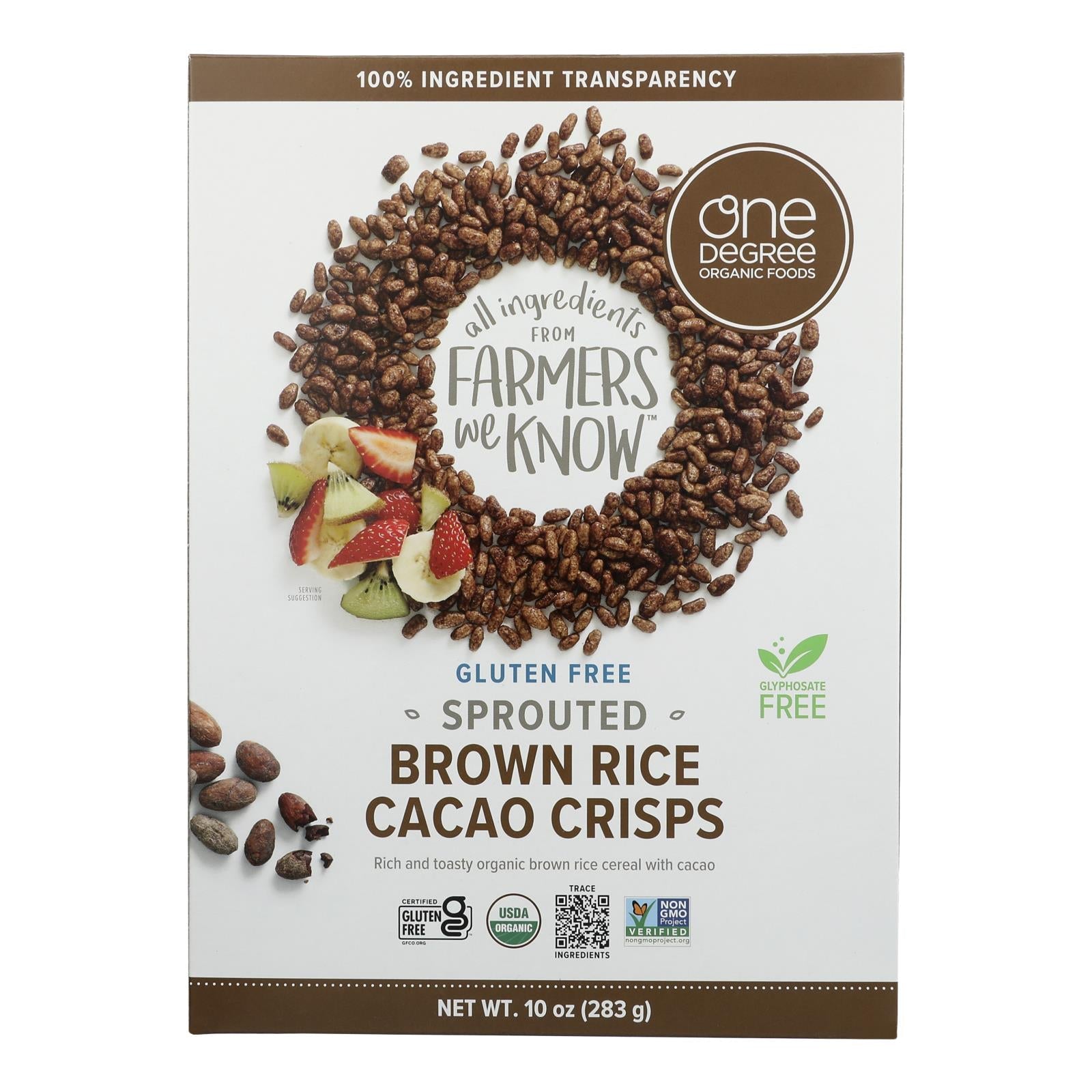 One Degree Organic Sprouted Brown Rice Cacao Crisps 6x10oz