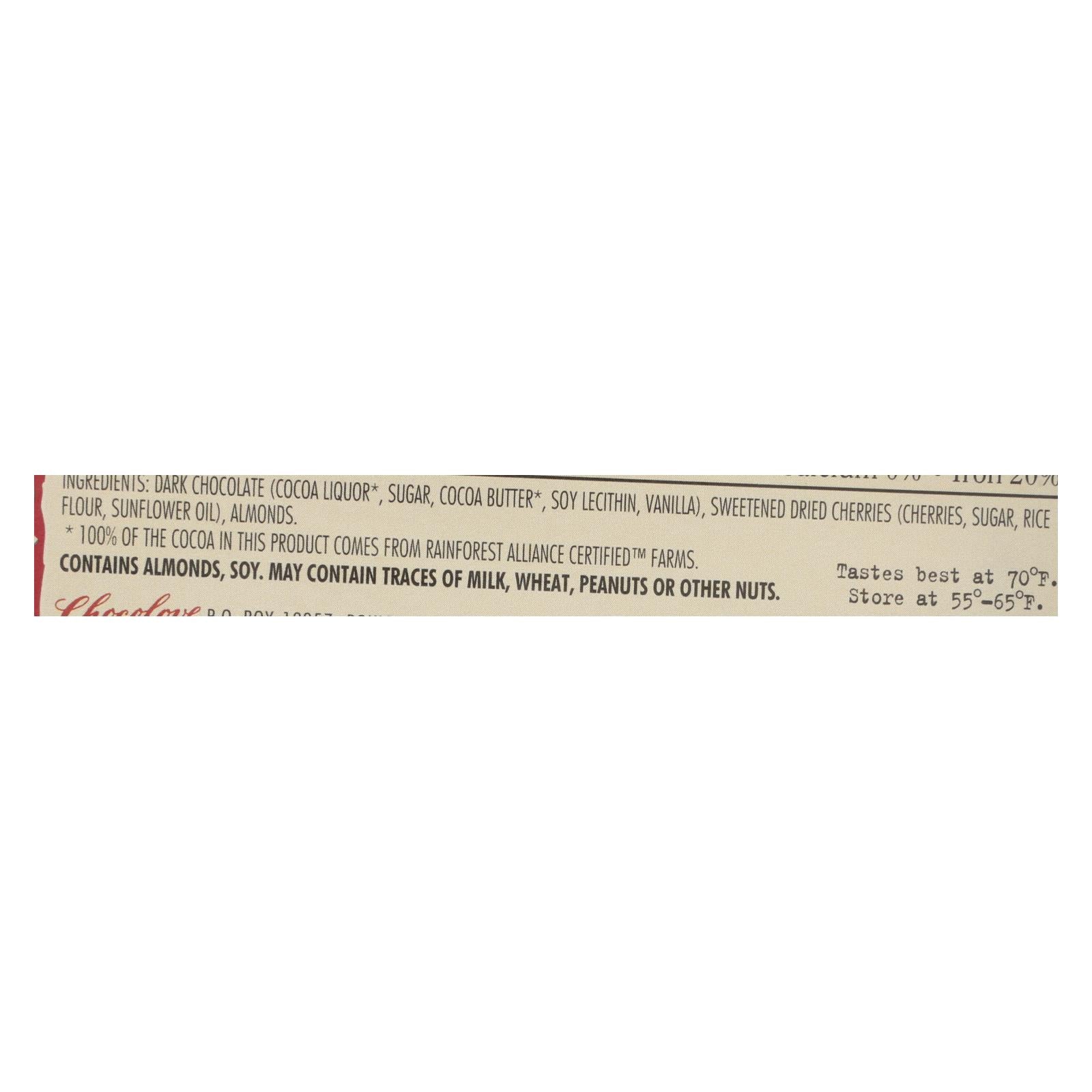Chocolove Xoxox Dark Chocolate Cherry Almond Bars - 12 Pack