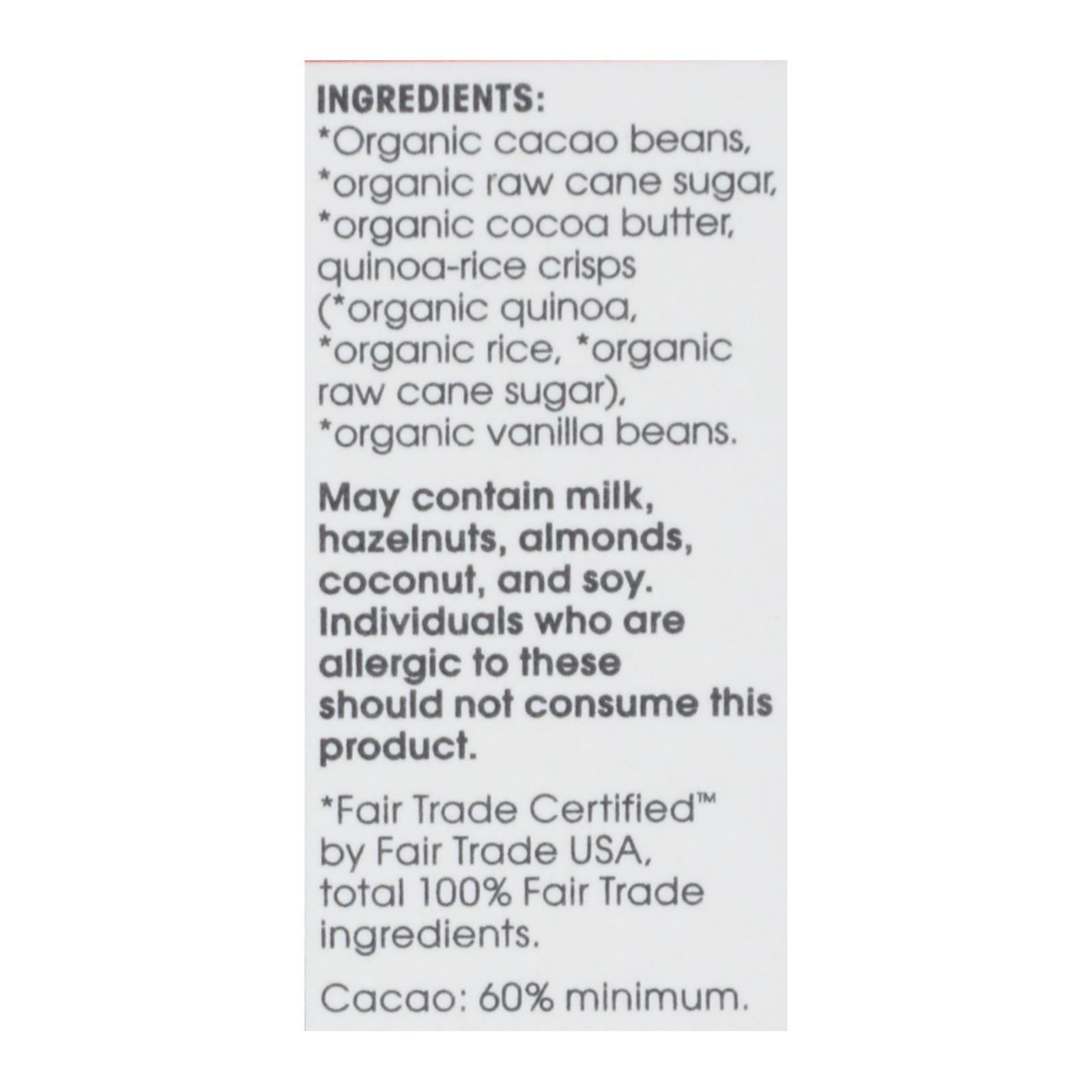 Alter Eco Organic Dark Quinoa Chocolate Bar, 2.82oz, 12-Pack