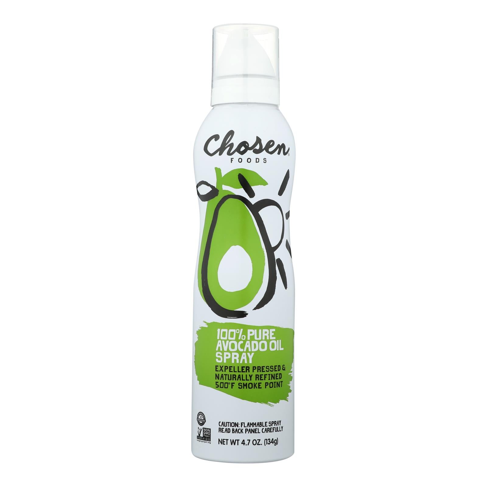 Chosen Foods Avocado Oil Spray, 100% Pure, 6 Pack, 4.7 Fl Oz