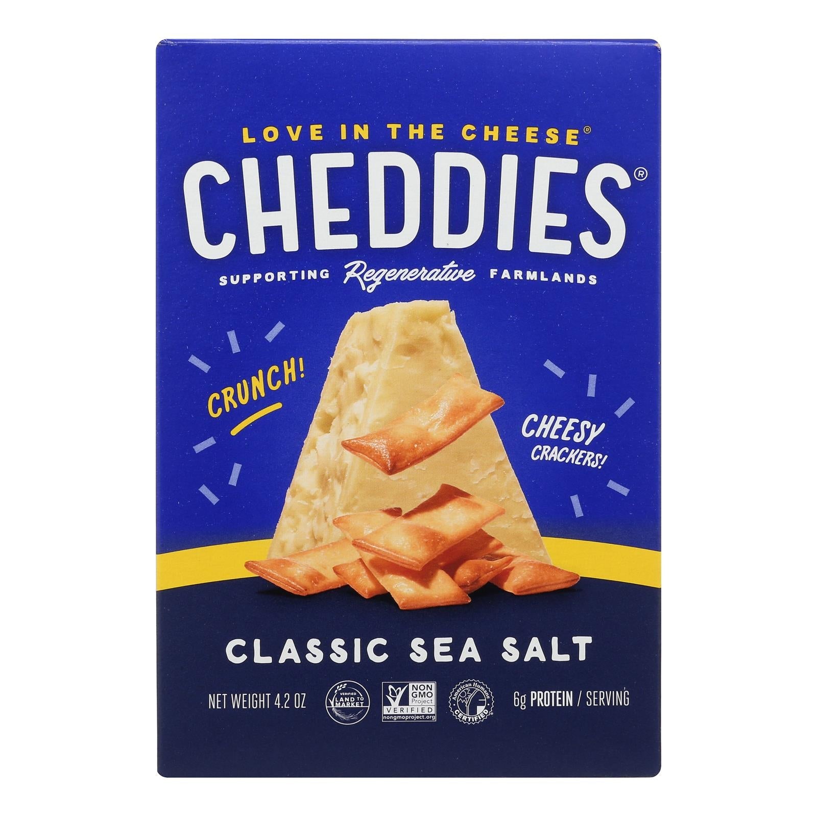 Cheddies Organic Cheddar Sea Salt Crackers, 6-Pack, 4.2 oz