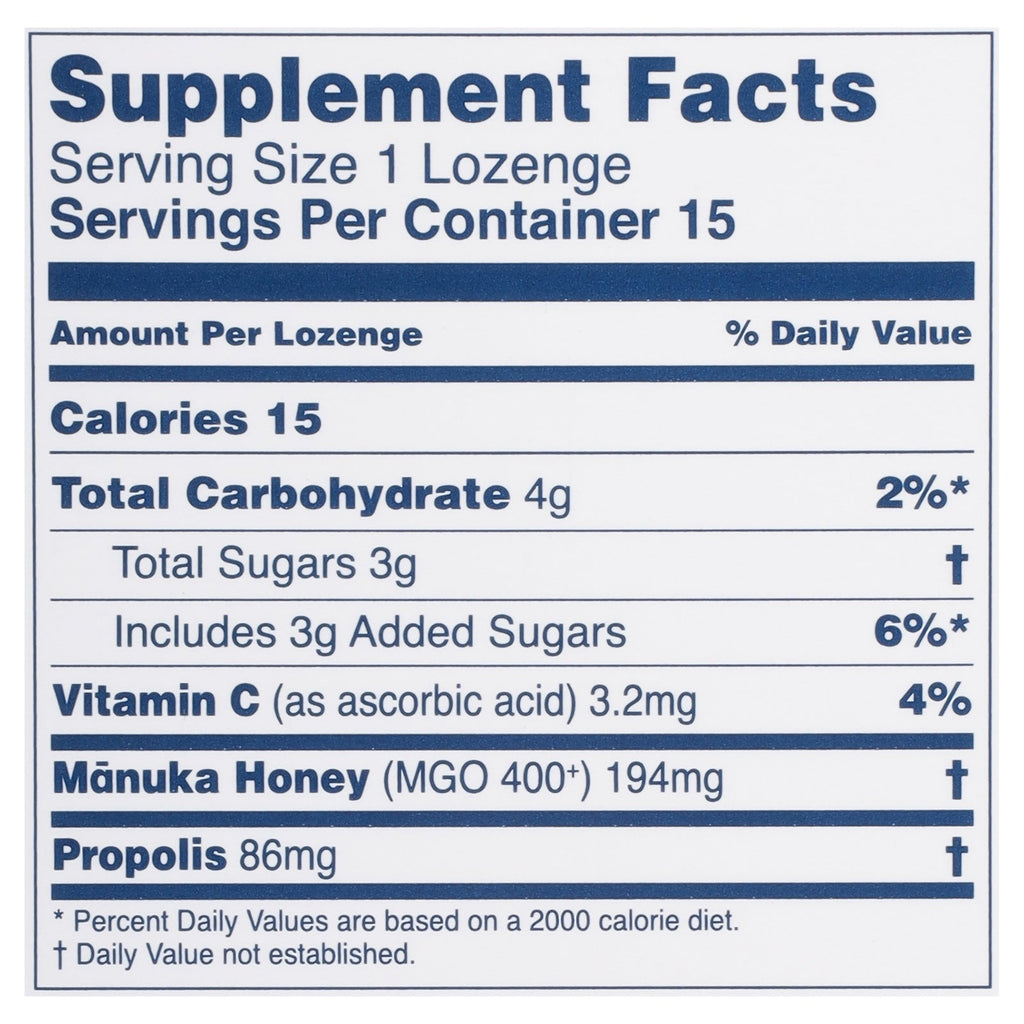 Manuka Health MGO 400+ Propolis Lozenges - 15 Count