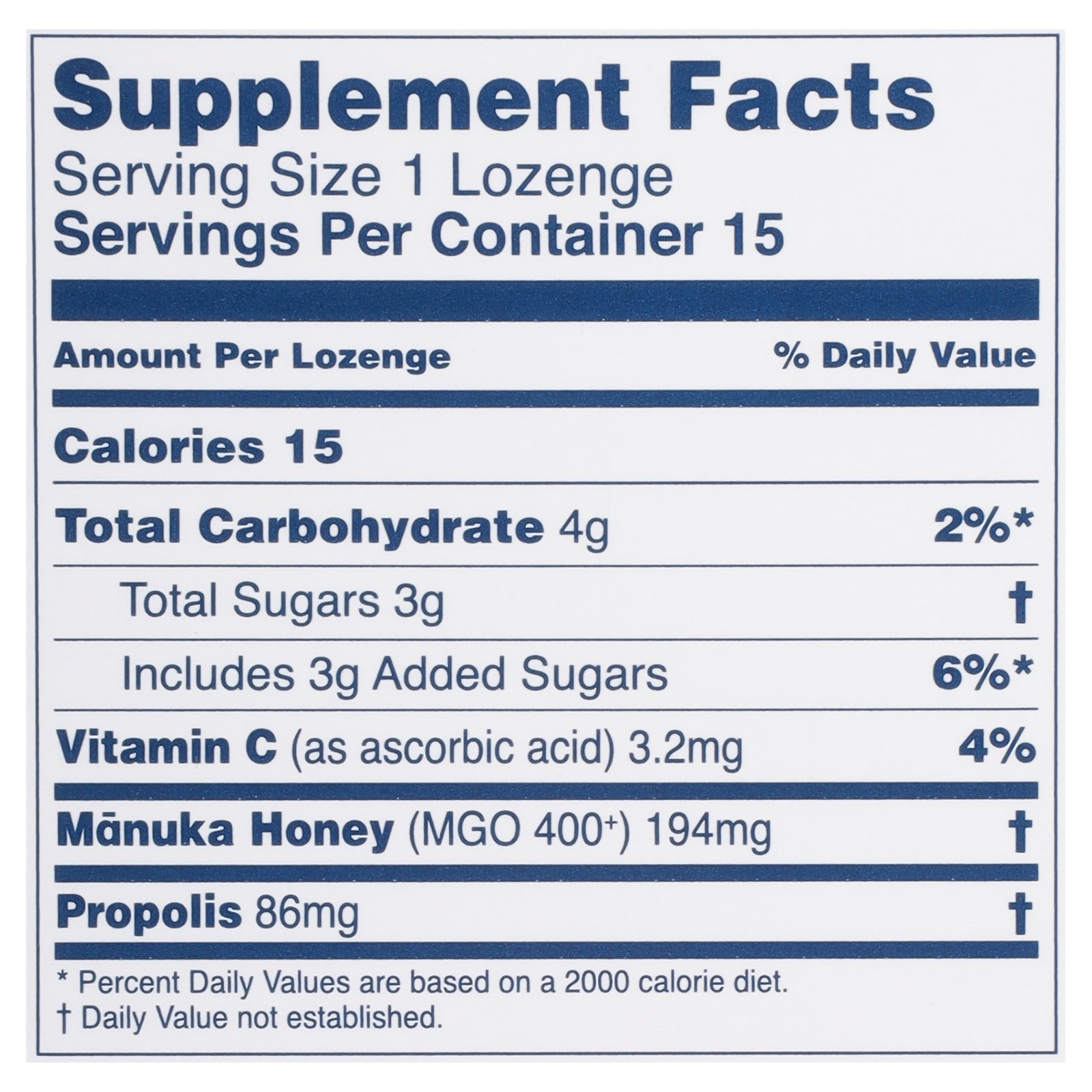 Manuka Health MGO 400+ Propolis Lozenges - 15 Count