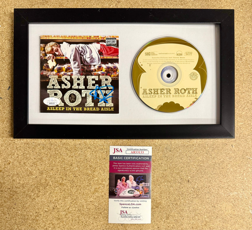 Asher Roth Signed “Asleep In The Bread Aisle” (2009) Framed CD With JSA COA