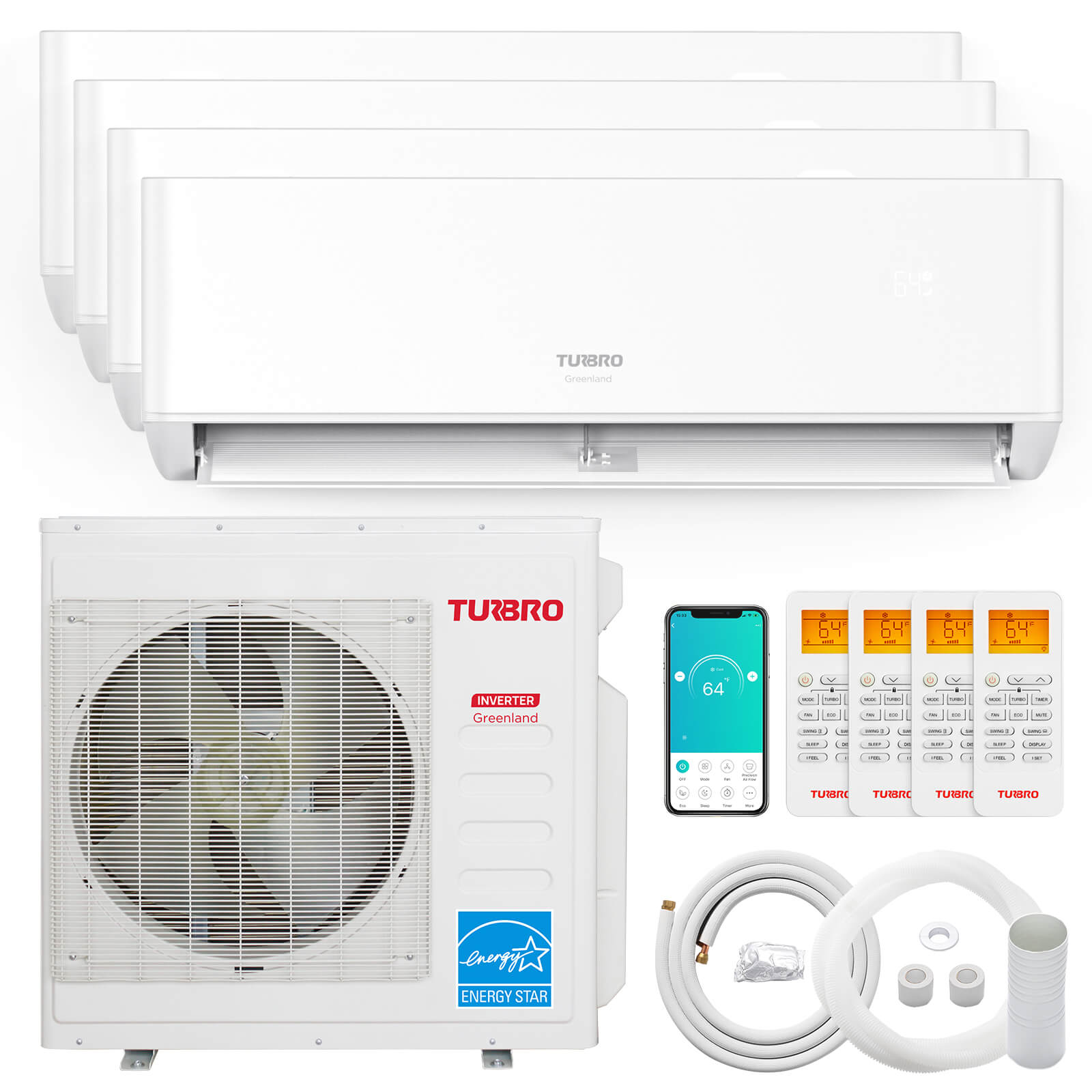 Greenland 42,000 BTU Quad-Zone (4) Mini Split AC (R454B)