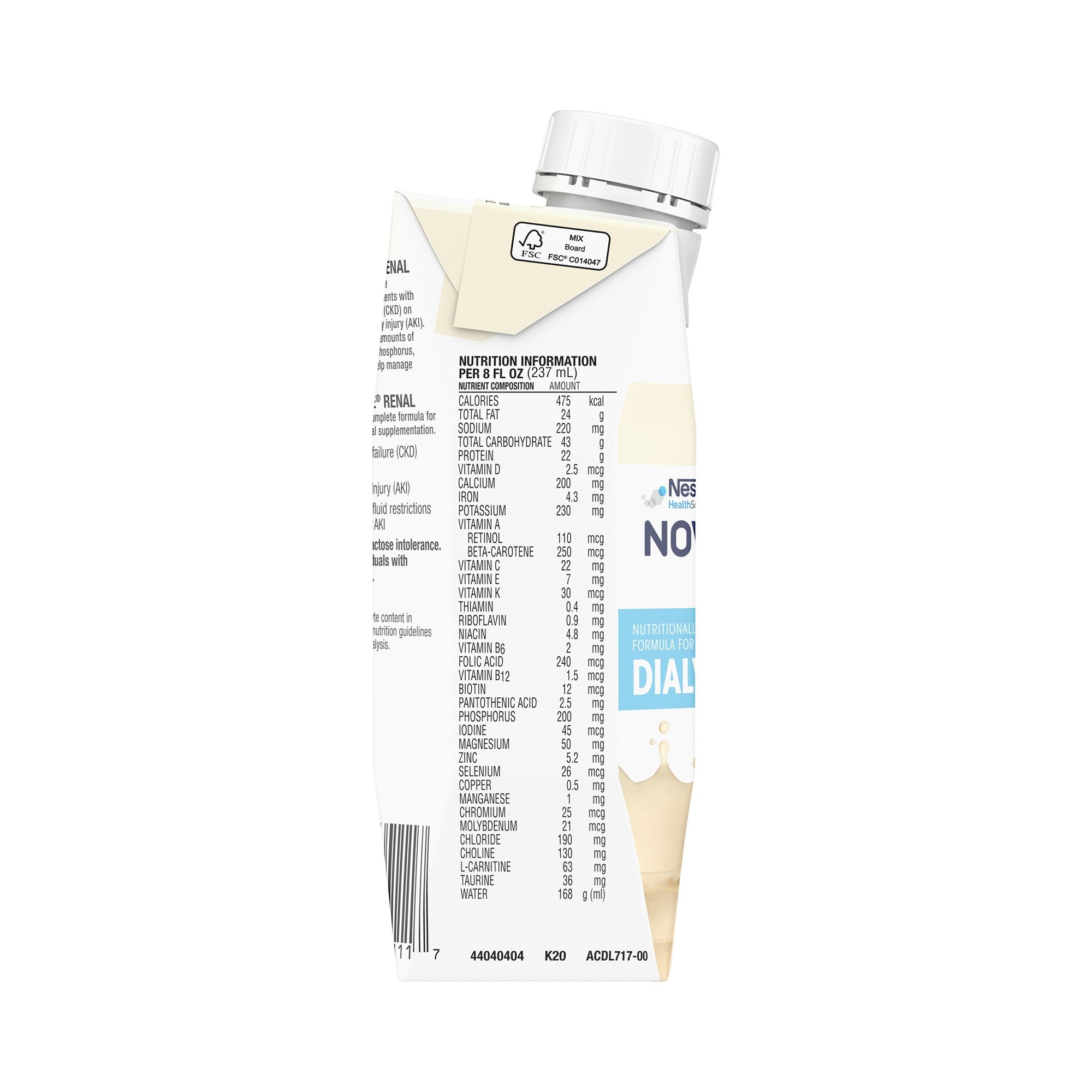 Novasource® Renal Vanilla Formula for Patients on Dialysis, 8-ounce carton 00043900306094
