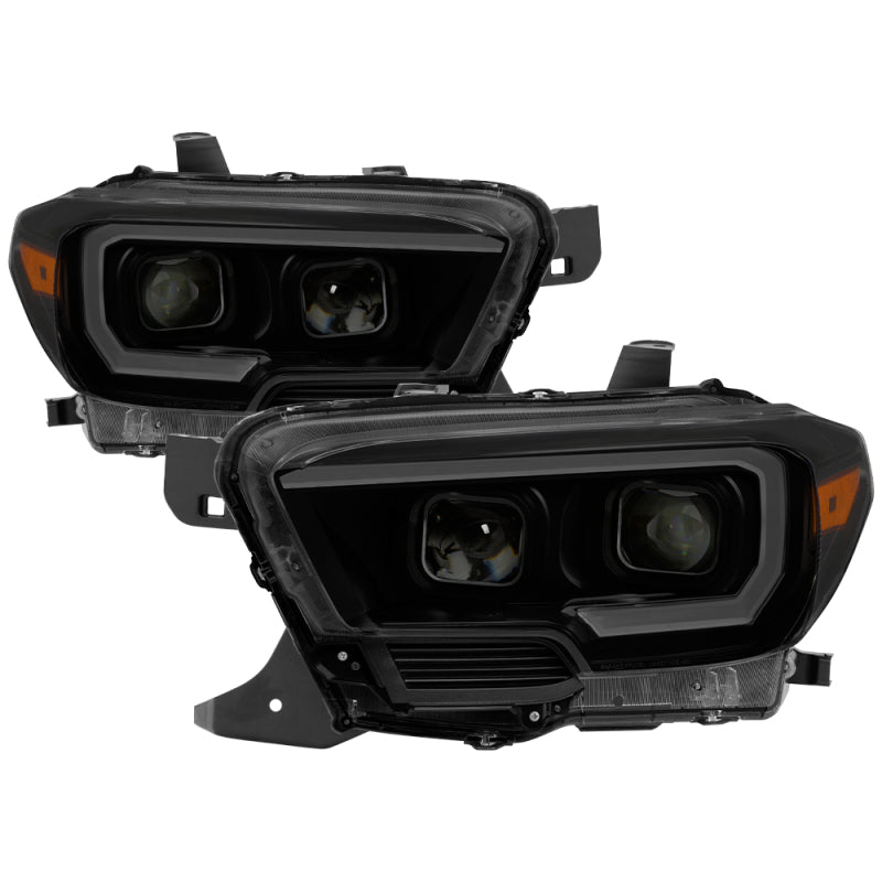 SPYDER xTune Toyota Tacoma 16-18 DRL Light Bar Projector Headlights - Black Smoked PRO-JH-TTA16-LBDRL-BSM 9039270