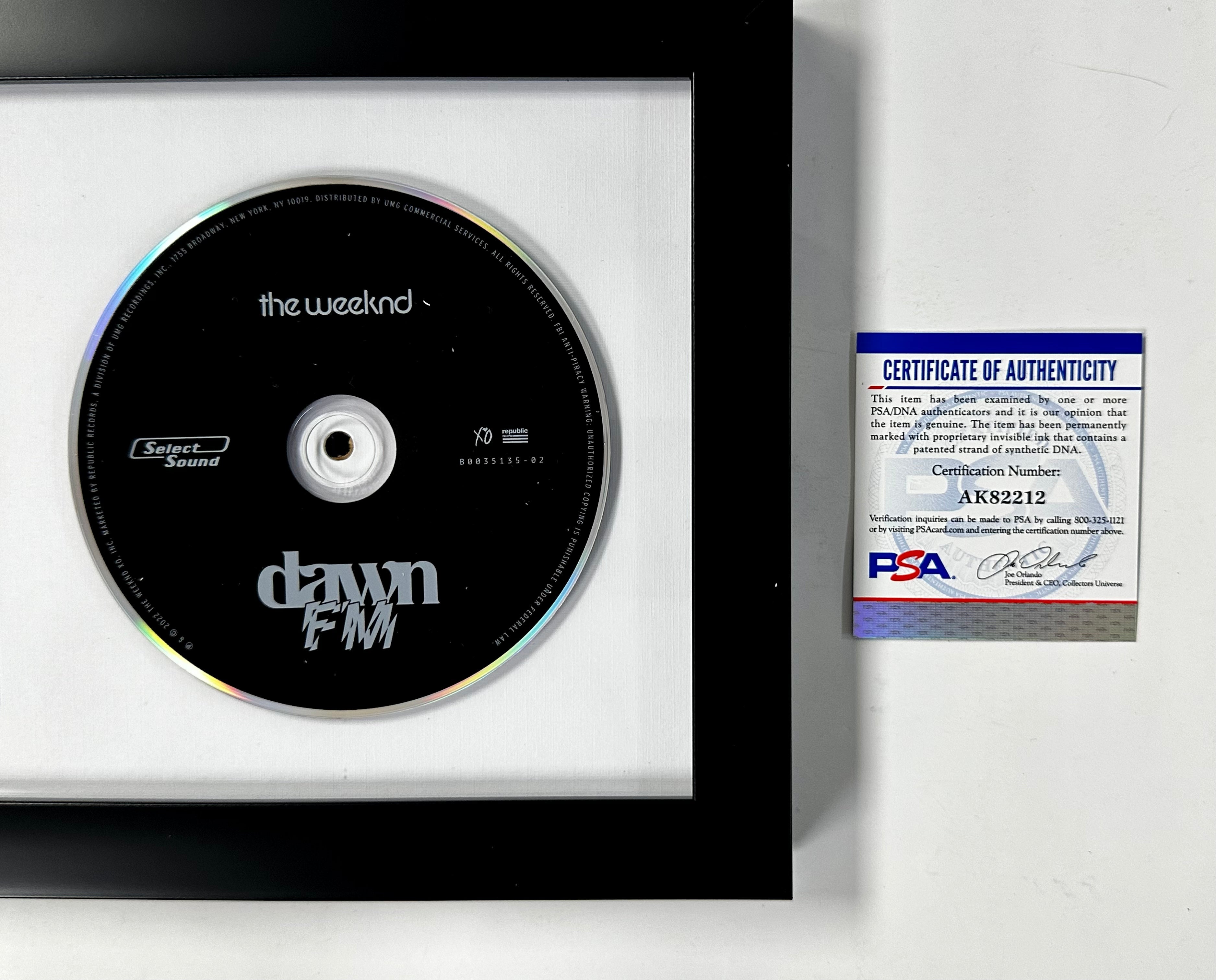The Weeknd Signed Dawn FM Insert & CD Framed With PSA/DNA COA