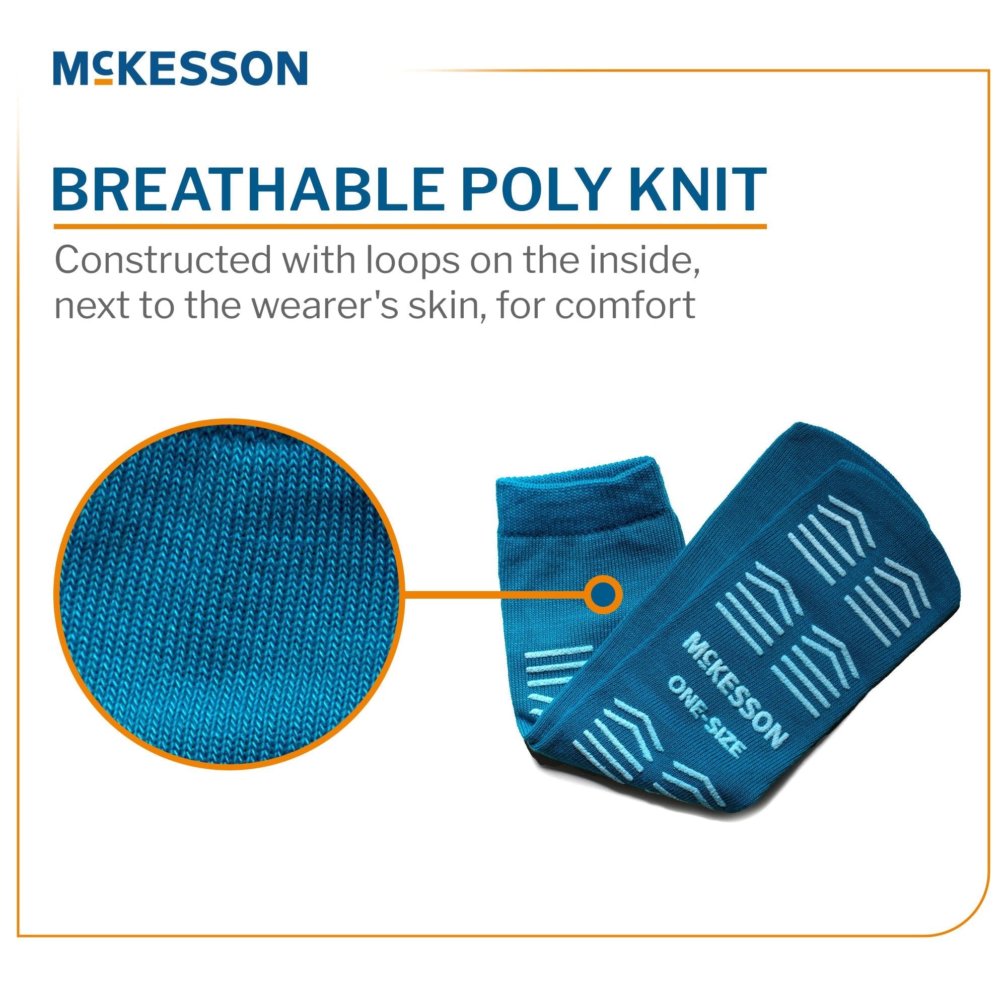 Slipper Socks McKesson Unisex Adult One Size Fits Most Single Tread Single Patient Use Teal 16-OS-1069