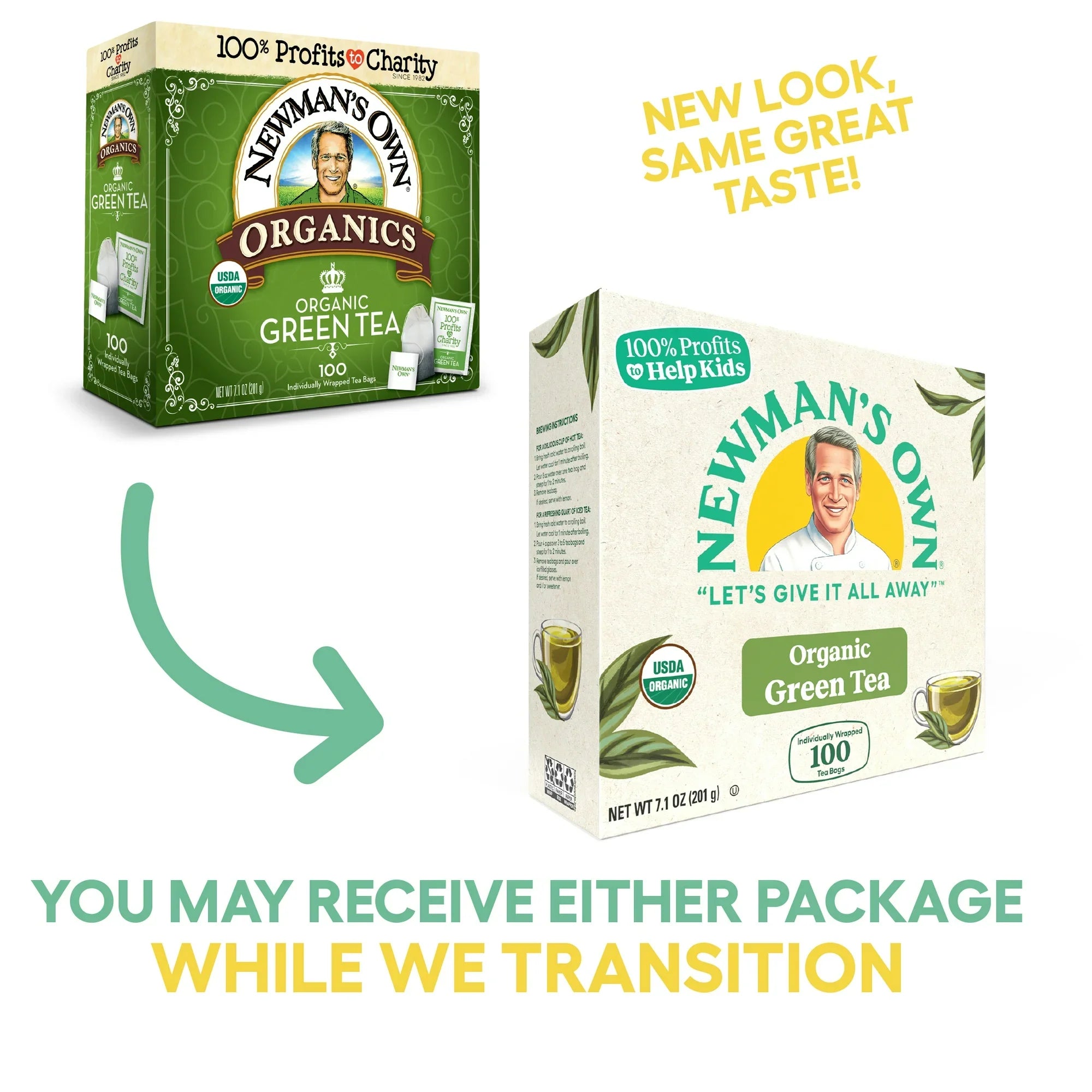 Newman's Own Organics 100% Pure Green Tea Bags (Pack of 5)