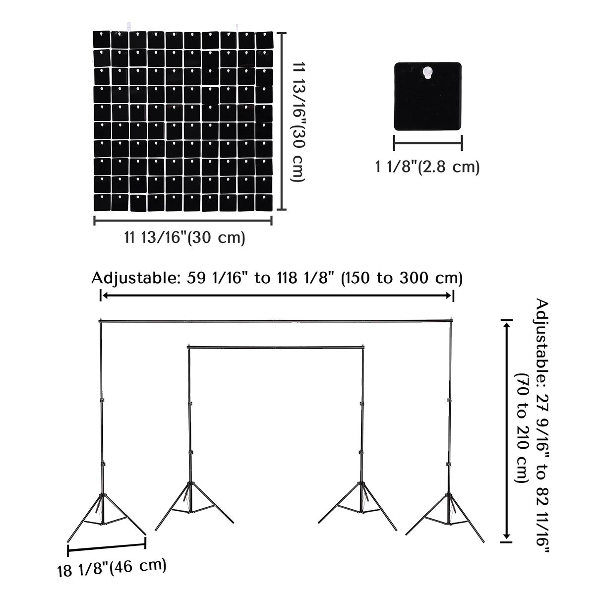Yescom 10'x7' Sequin Shimmer Wall Backdrop (Tripod Stand Included)