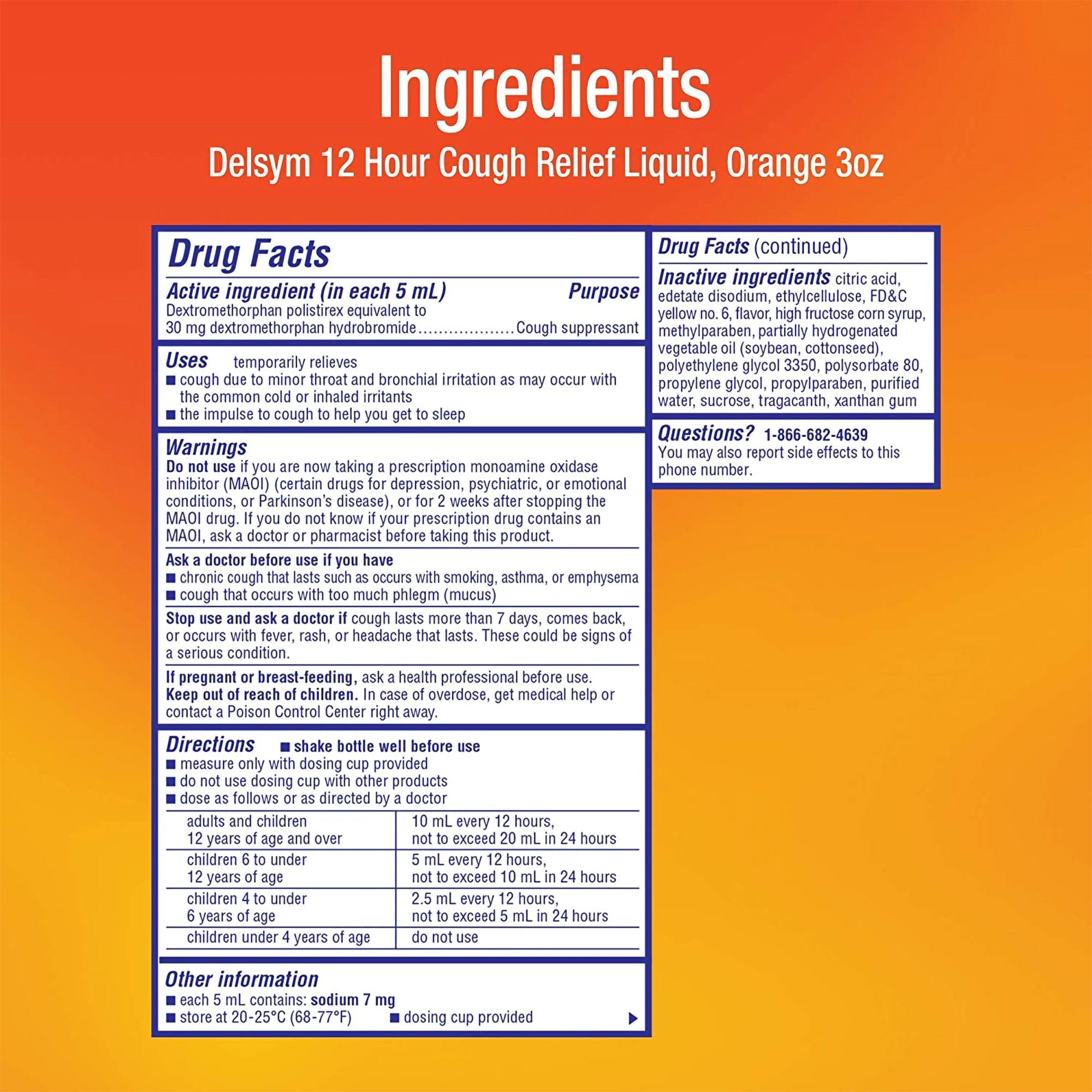 Delsym® 12 Hour Cough Relief, Orange Flavor 63824017563