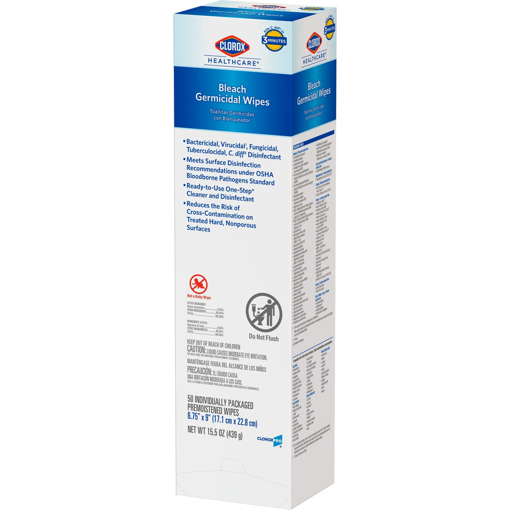 Clorox Healthcare® Bleach Germicidal Wipes, Individual Packets Box of 50 31424