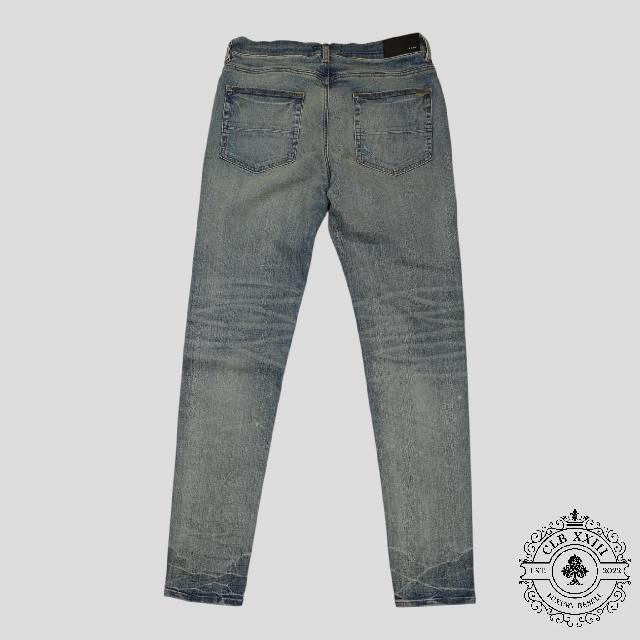 Amiri MX1 Camo Patch Jeans in Clay Indigo