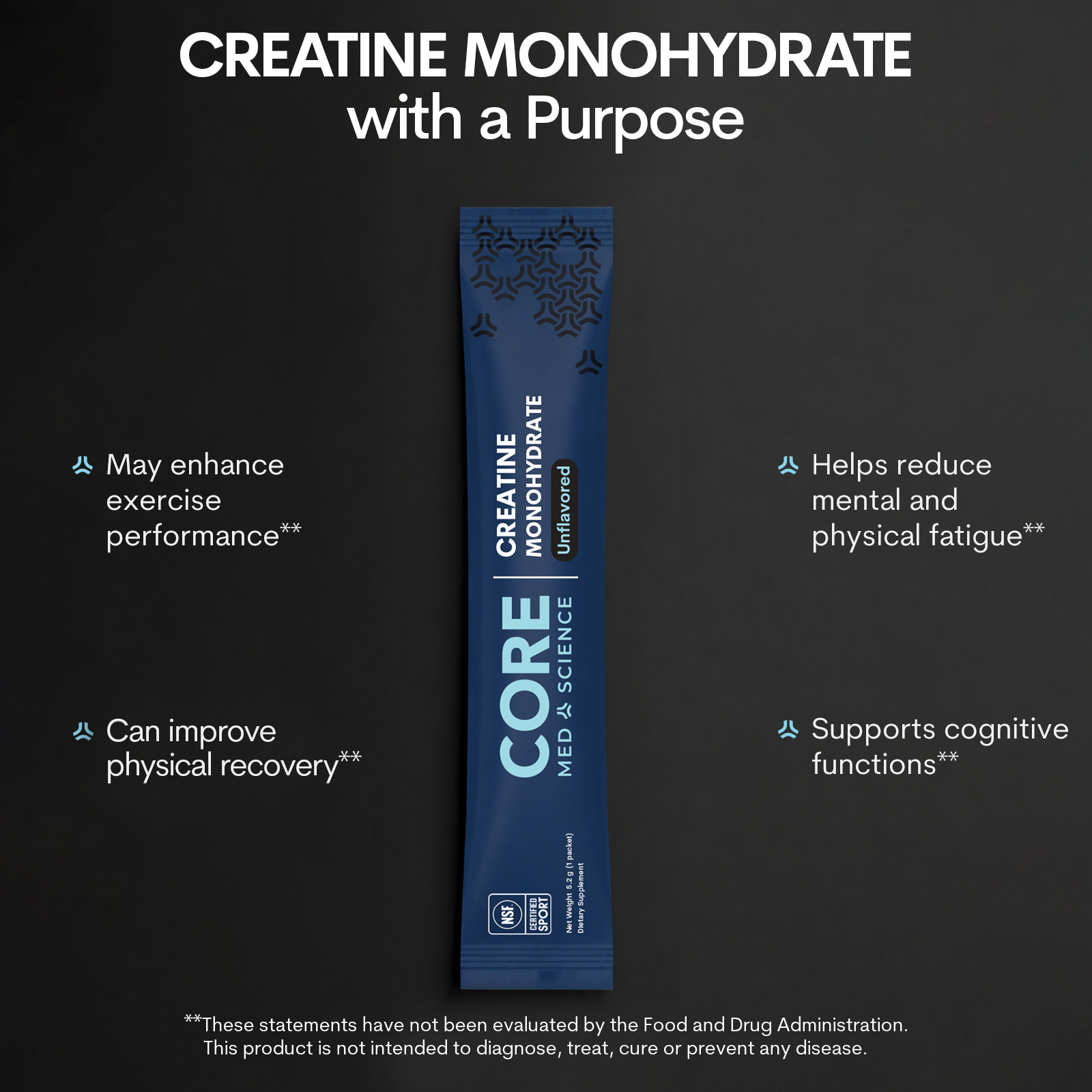 Creatine Monohydrate (45 Single-Serve Stick Packs)