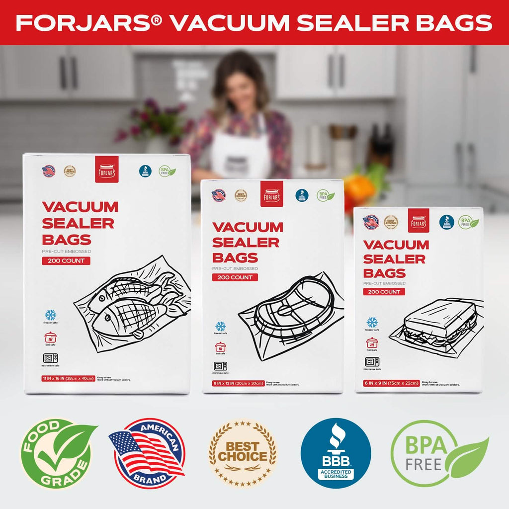 200 Count 11x16 Vacuum Sealer Bags - Textured on Both Sides, 7.5 Mil Thickness