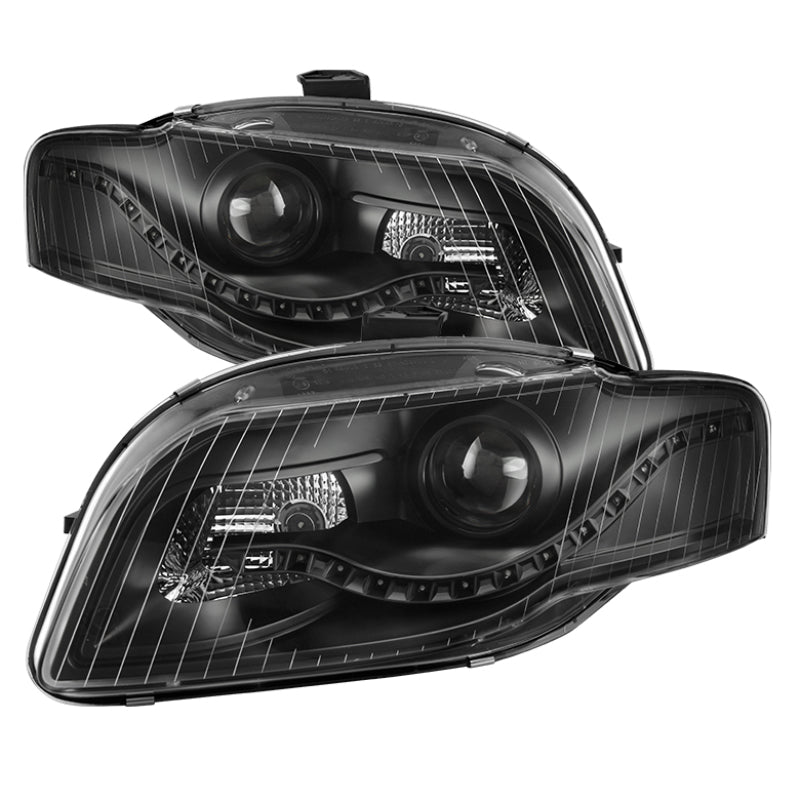 SPYDER xTune Audi A4 06-08 Projector Headlights - Halogen Model Only - DRL LED - Black PRO-JH-AA406-DRL-BK 9036071
