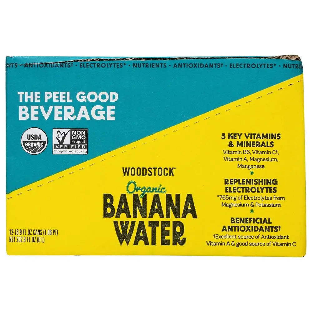 Woodstock Water Organic Banana Still, Pack of 12, 16.9 Fl Oz Bottles