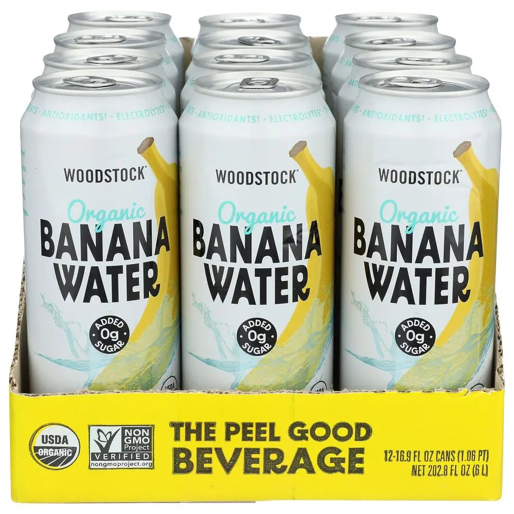 Woodstock Water Organic Banana Still, Pack of 12, 16.9 Fl Oz Bottles