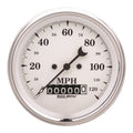 AutoMeter Gauge Speedo. 3-3/8in. 120MPH Elec. Prog. W/ Wheel Odo Old Tyme White 1679