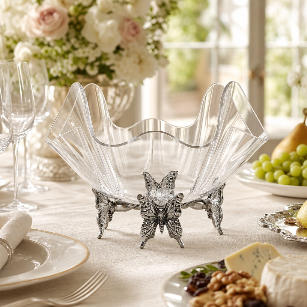 Butterfly Stand Acrylic Bowl 14