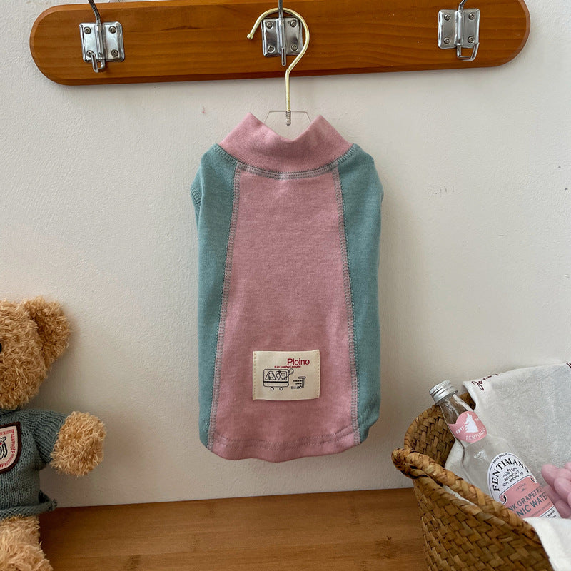 Contrast Color Sleeve Cotton Base Shirt Pet