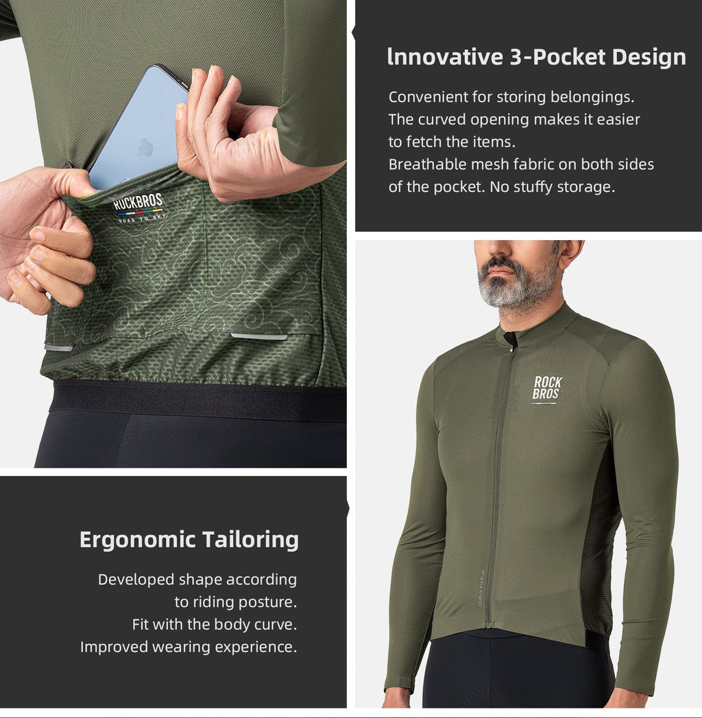【ROAD TO SKY】by ROCKBROS Men's Long-Sleeve Cycling Jersey in Various Colours