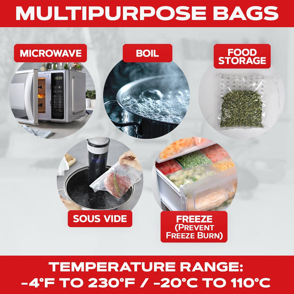 200 Count 6x9 Vacuum Sealer Bags - Textured on Both Sides, 7.5 Mil Thickness