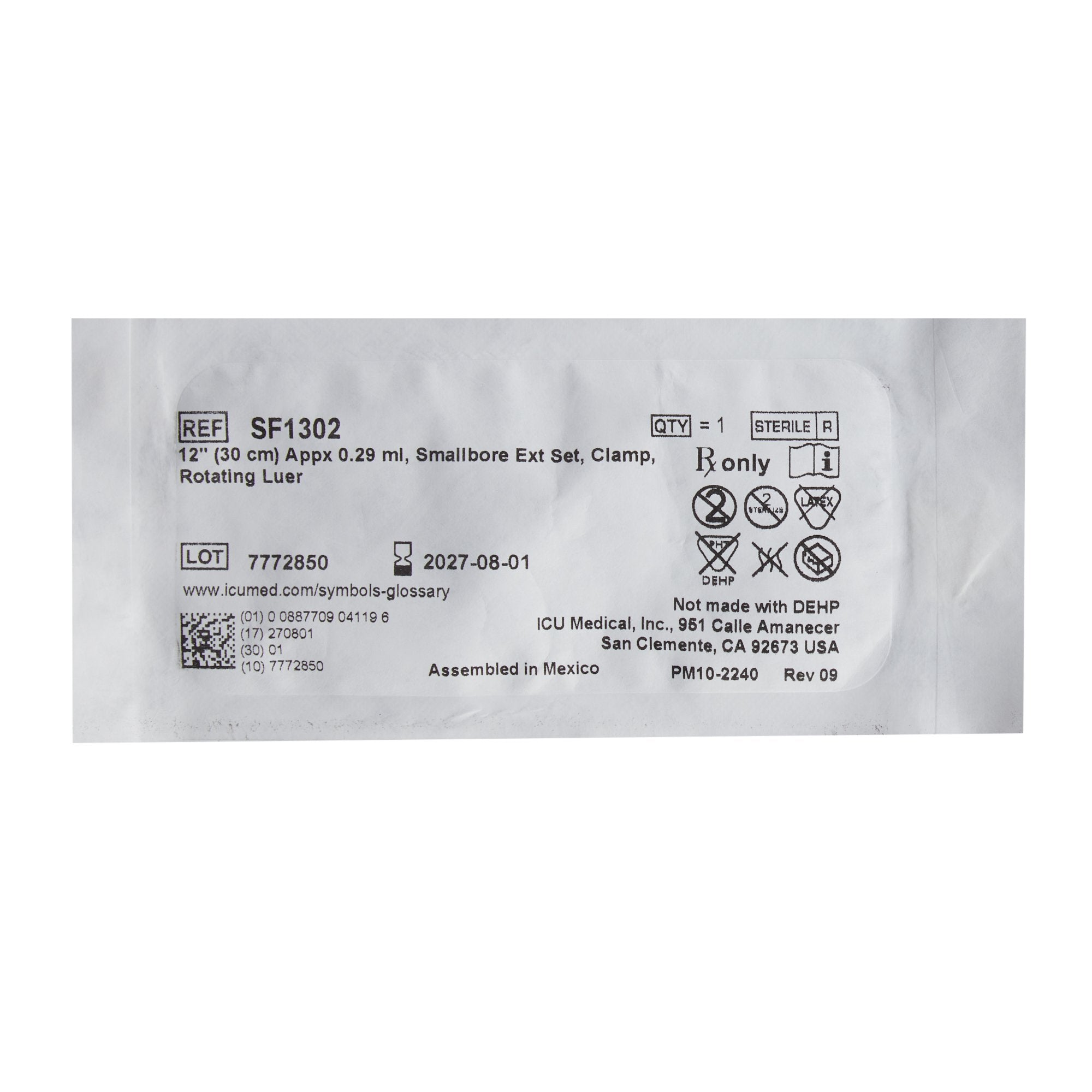 IV Extension Set ICU Small Bore 12 Inch Tubing SF1302