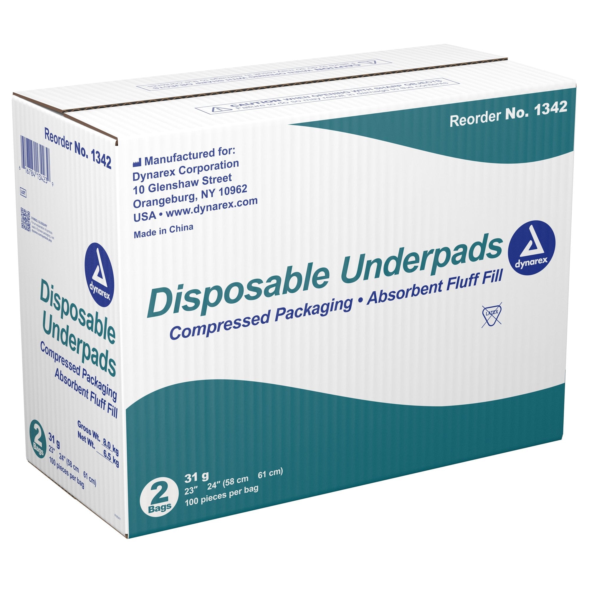 Dynarex® Absorbent Fluff Fill Underpad, 23 x 24 Inch 1342