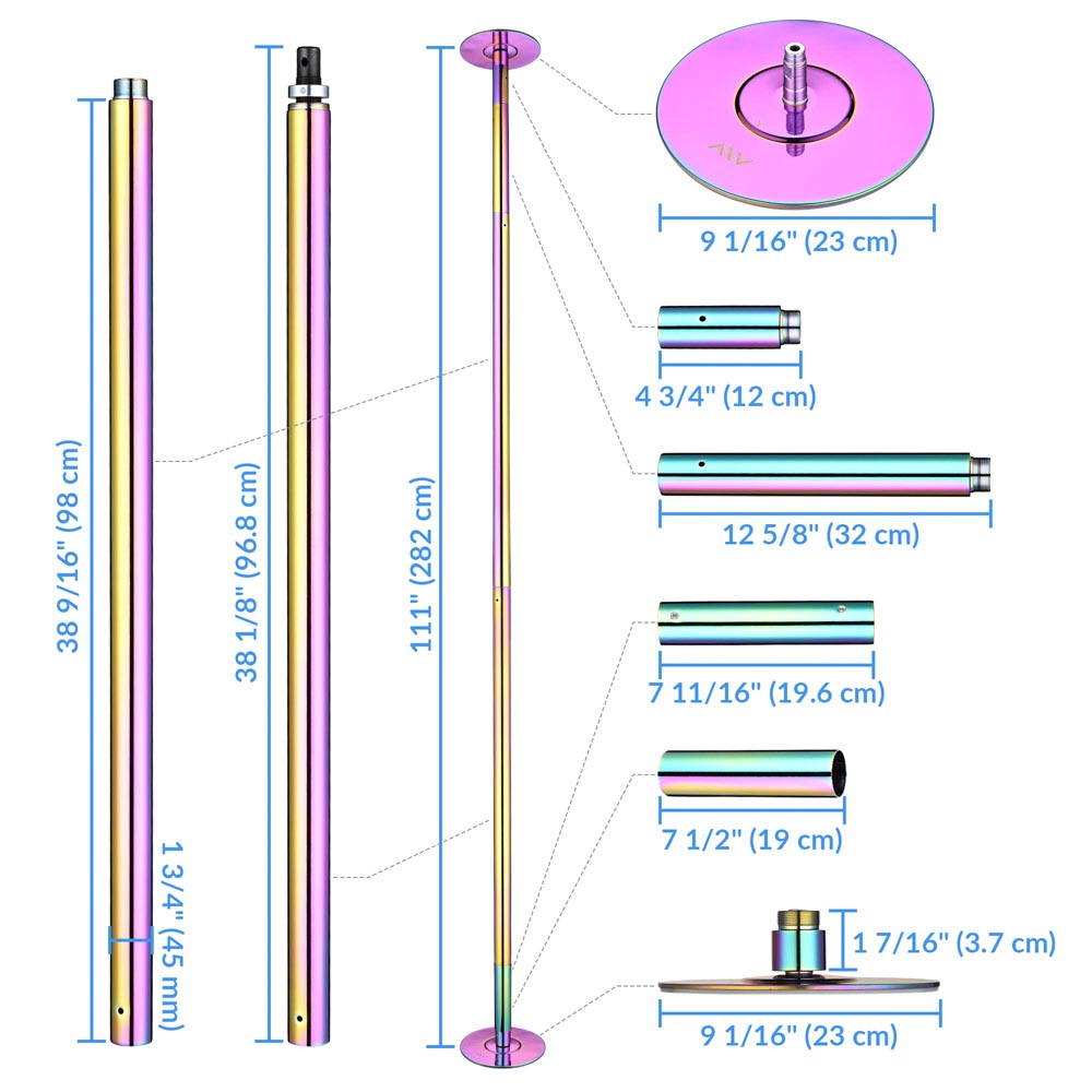 Yescom Colorful Spinning Pole Portable Dancing Pole Fitness D45mm