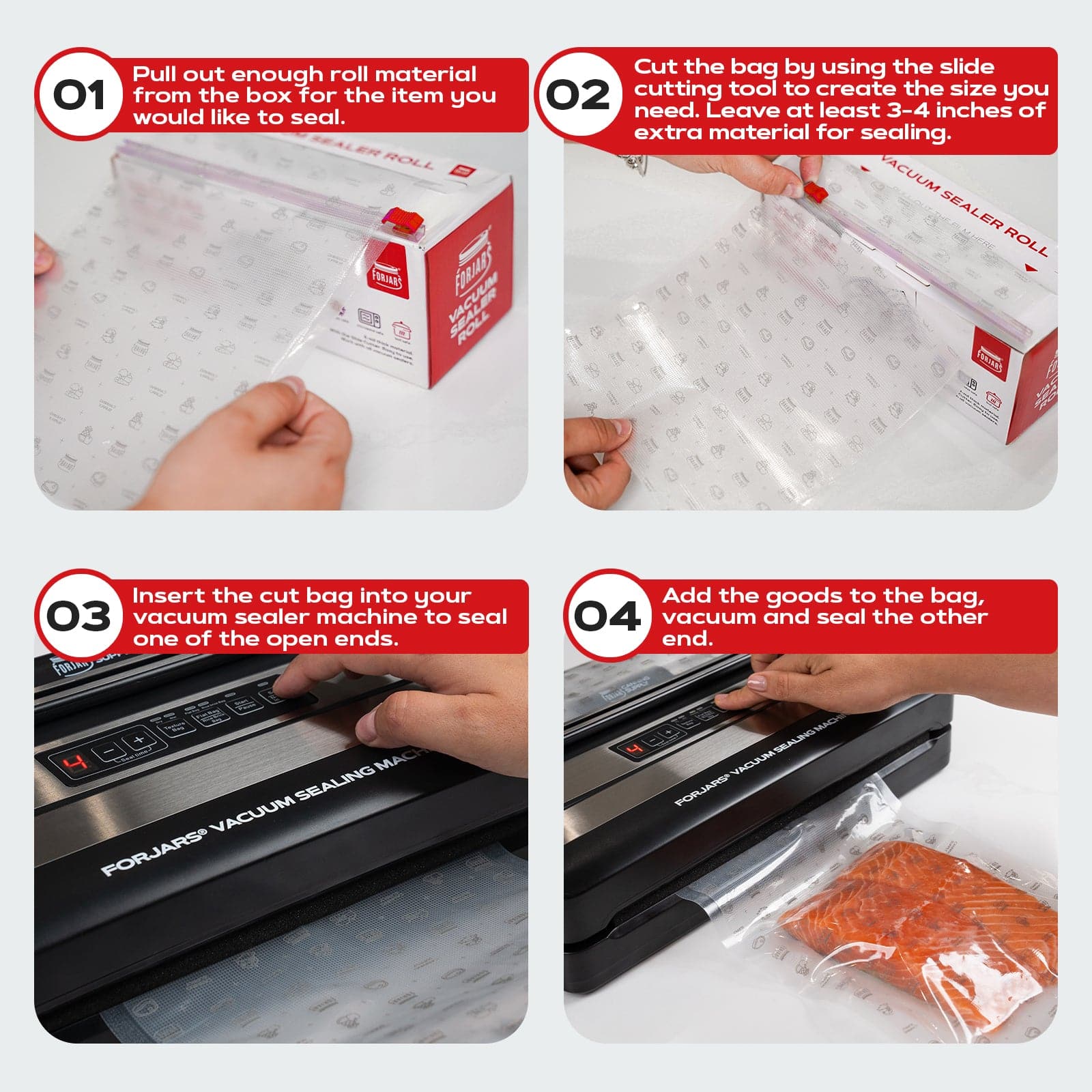 Vacuum Sealer Roll - 8 in x 150 ft, Textured on Both Sides, 7.5 Mil Thickness