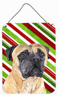 Mastiff Candy Cane Holiday Christmas Wall or Door Hanging Prints Aluminum Metal Sign Kitchen Wall Bar Bathroom Plaque Home Decor Front Door Plaque, 12x16, Multicolor