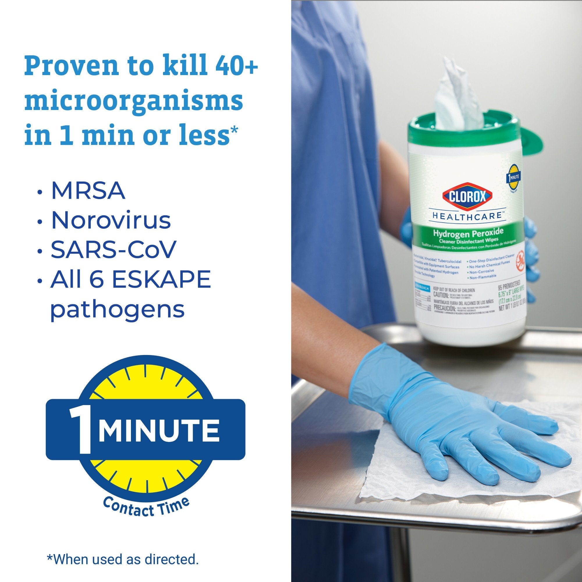 Clorox Healthcare® Hydrogen Peroxide Cleaner Disinfectant Wipes, Bucket, 185 ct. 30826