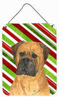 Bullmastiff Candy Cane Holiday Christmas Wall or Door Hanging Prints Aluminum Metal Sign Kitchen Wall Bar Bathroom Plaque Home Decor Front Door Plaque, 12x16, Multicolor