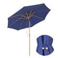 LAGarden 9ft Patio Wood Market Umbrella Acrylic Fabric Tilt