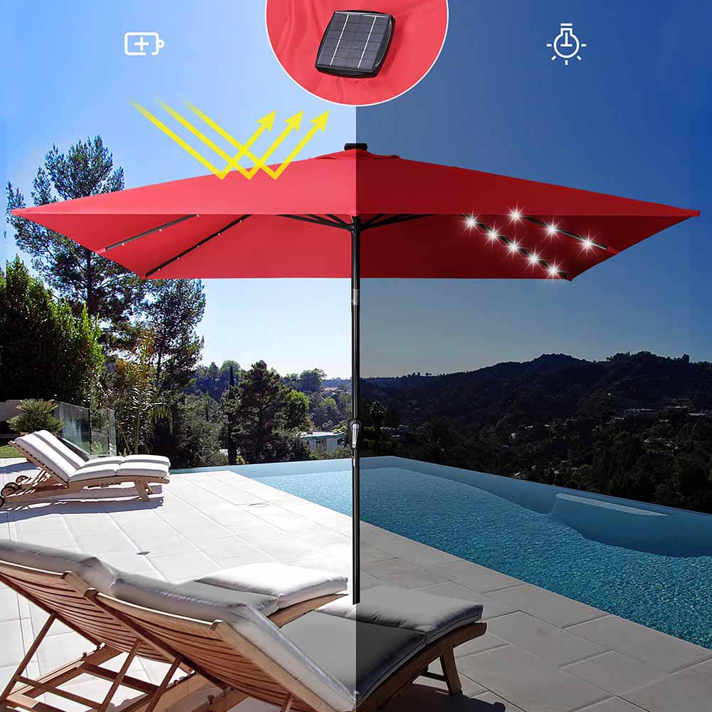 Yescom Prelit Patio Umbrella with Lights Square 10' 8-Rib
