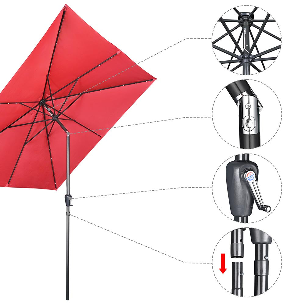 Yescom Prelit Patio Umbrella with Lights Square 10' 8-Rib