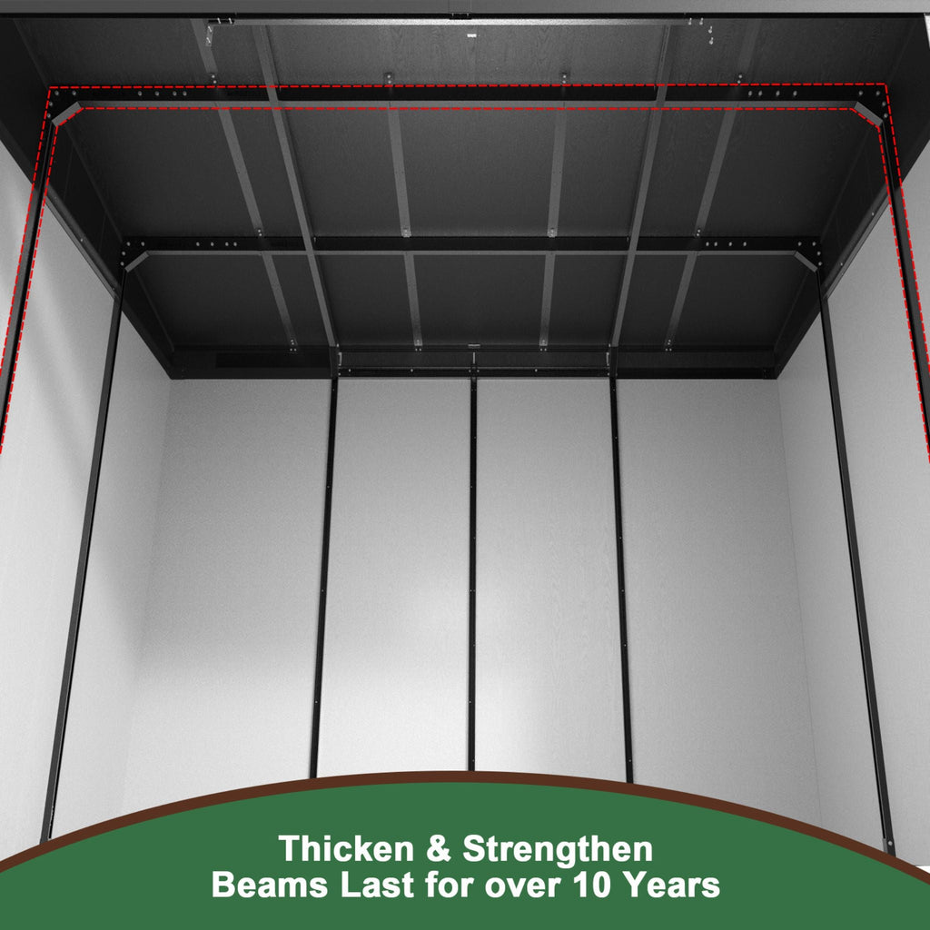 [07X10FT] Alora Heavy-Duty Weather-Resistant Polypropylene Storage Shed With Floor And Reinforced Steel Frame (SAK67455)