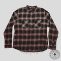 Amiri Distressed Plaid Button Up in Brown