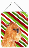 Brussels Griffon Candy Cane Holiday Christmas Wall or Door Hanging Prints Aluminum Metal Sign Kitchen Wall Bar Bathroom Plaque Home Decor Front Door Plaque, 12x16, Multicolor